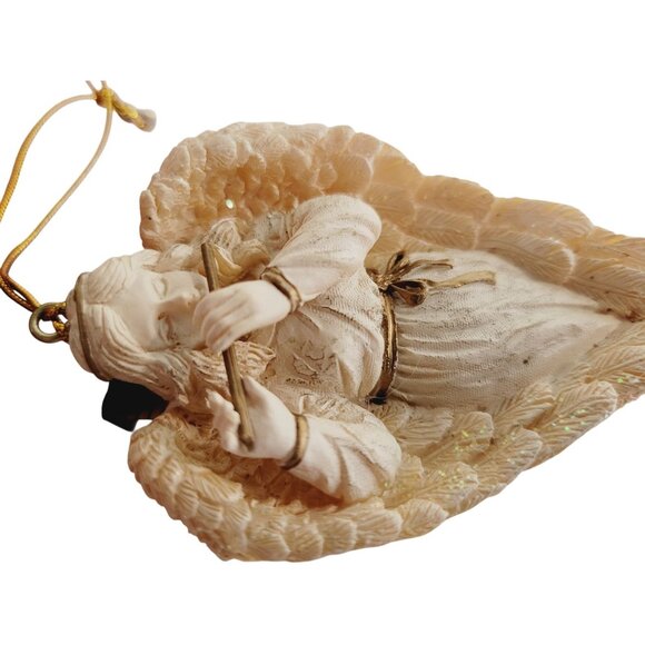 Vintage Christmas Angel Ornament Resin with White Faux Pearl Cord Hanger - Picture 7 of 7